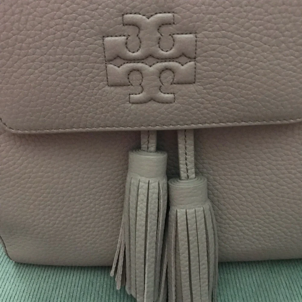 Tory Burch Pale Pink Leather Backpack with Tassels
